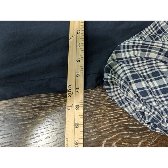 COS Dress Womens Medium Navy Blue Plaid Puff Sleeve Midi - Picture 12 of 12